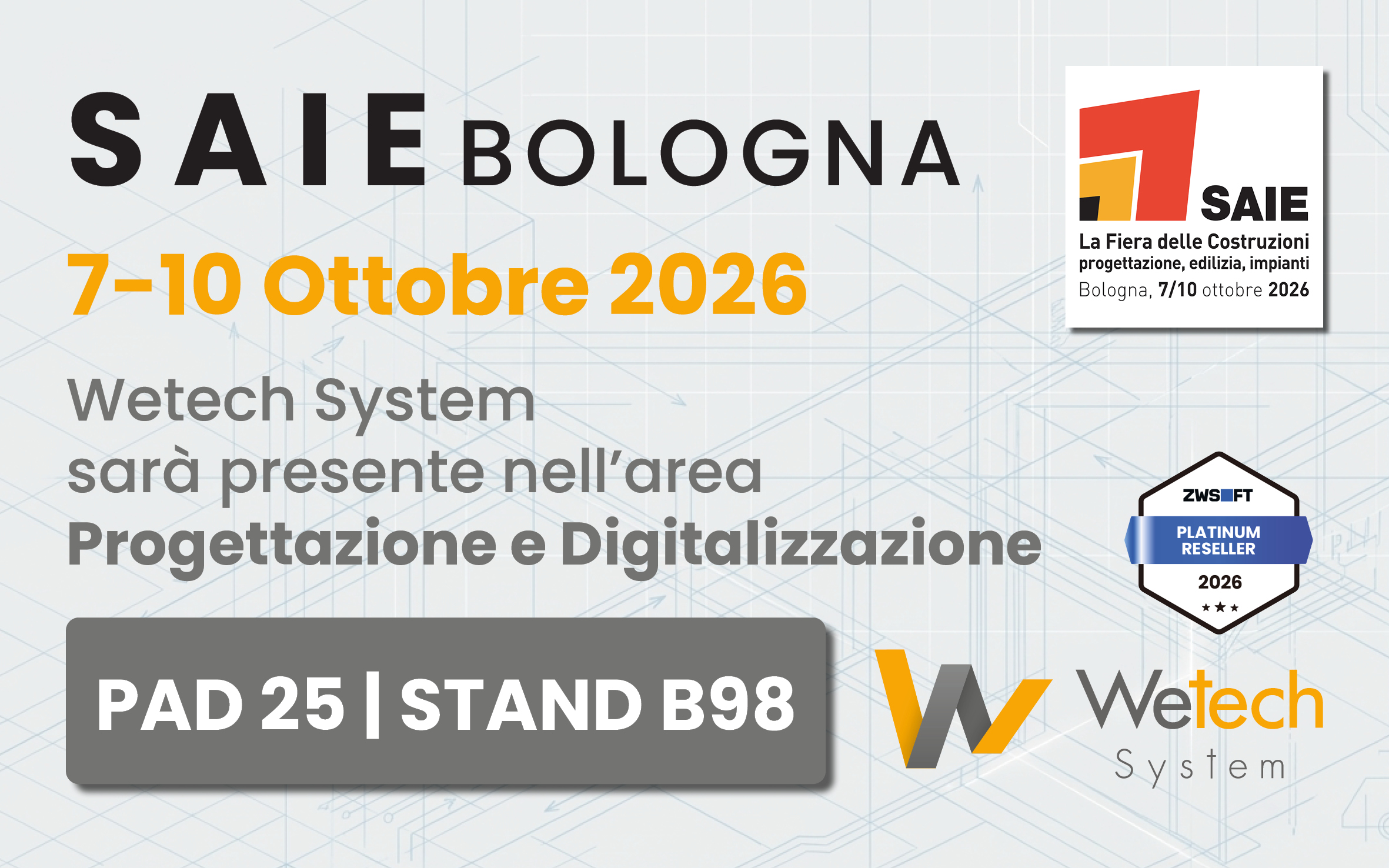 SAIE BOLOGNA 2026 7 10 OTTOBRE 2026 PADIGLIONE 25 STAND B98